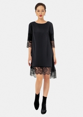 Đầm Mentosa Form Suông Cổ Tròn Tay Lở Phối Ren - U2111131218