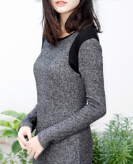 Đầm Gap Thun Tay Dài  -R1110031117