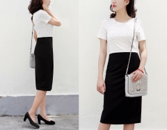 Đầm thun khoét lưng tay con phối đen xanh M&S-P2606070717