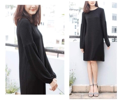 Đầm Gap thun sọc tay dài bo tay T1808080918
