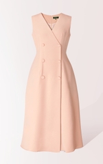 Đầm Katosa Cổ Tim Sát Nách Dáng Xòe Phối Nút-KTS231501