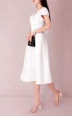 Đầm Katosa Xếp Chéo 1 Màu Trắng-KTS232501