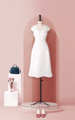 Đầm Katosa Xếp Chéo 1 Màu Trắng-KTS232501