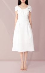 Đầm Katosa Xếp Chéo 1 Màu Trắng-KTS232501