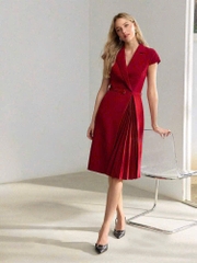 Đầm CK Cổ Vest Dập Ly Phối Đai Eo-TPSRDL211224