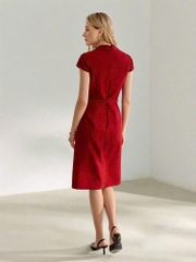 Đầm CK Cổ Vest Dập Ly Phối Đai Eo-TPSRDL211224