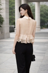 Áo Mentosa cổ Đức phối bèo 3 màu-AKMTS011025B1