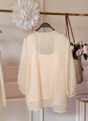 Áo Voan Mentosa Tay Phồng 2 Màu-AKMTS220925L1