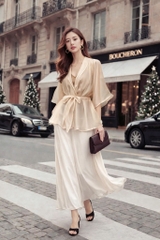 Áo Tơ Mentosa Vắt Chéo 2 Màu-AKMTS011025T1