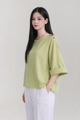 Áo Basic Vai Phối Nút Mentosa 2 Màu-AKMTS060925L1