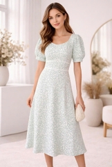 Đầm Midi Phối Họa Tiết-TPSRMD250326