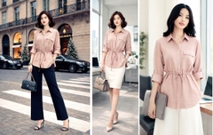 Áo Mentosa Sơ Mi Rút Eo 2 Màu-AMTS070925S1