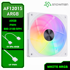 QUẠT TẢN NHIỆT SNOWMAN AF-12015 WHITE ARGB (MÀU TRẮNG/ MỎNG 1.5CM)