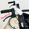 Xe lăn Lucass X91L vải kẻ có phanh tay cho người đẩy