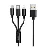 Cáp sạc 3 đầu dây dù 3in1 Remax RC-131th microUSB / TypeC / Lightning max 2.8A dài 1.15M (màu ngẫu nhiên)