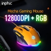 Chuột gaming cao cấp 6D INPHIC W6 DPI 12800 kiểu dáng siêu xe cực chất - slient không tiếng click (đen vàng)