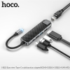 Bộ chia cổng Hoco HB23 Easy View Type-C ra HDMI + USB3.0 + USB2.0 + RJ45 + PD TypeC 60W (Xám)