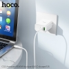 Cốc sạc nhanh 2 cổng Hoco C113 USB QC3.0 và TypeC PD max 65W, chân gập (Trắng)