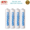 Combo 4 pin sạc AAA Beston 1100mah - kèm hộp nhựa đựng pin (Trắng)