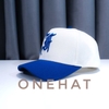 Nón lưỡi trai Fom Vuông Chữ F cách điệu Vải Trắng Kem vành Nón Xanh Dương brand One Hat