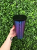 Starbucks Iridescent Purple Blue Cold Cup Stainless Steel Tumbler 16 oz B234