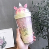 Ly Nhựa Cold Cup Hai Lớp Kèm Ống Hút Dễ Thương N155