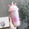 Ly Nhựa Cold Cup Hai Lớp Kèm Ống Hút Dễ Thương N155