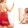 Đồ ngủ xuyên thấu- Bộ ngủ nữ 2 dây quần đùi ren lưới thêu hoa đẹp gợi cảm sexy quyến rũ - Màu đen, đỏ, trắng