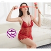 Áo choàng ngủ kết hợp đầm ngủ có mút-Váy ngủ xuyên thấu mỏng manh ren lưới quần lọt khe gợi cảm quyễn rũ MÀU đỏ