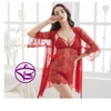 Áo choàng ngủ kết hợp đầm ngủ có mút-Váy ngủ xuyên thấu mỏng manh ren lưới quần lọt khe gợi cảm quyễn rũ MÀU đỏ