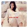 Bộ ngủ lụa satin pijama ngọc trai quần dài phối ren sang trọng