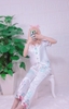 Bộ ngủ pijama hàng thiết kế quần dài tay ngắn phối chân chất lụa đẹp cao cấp