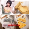 Bộ đồ lót ren cúp ngang nút giữa viền bèo ko gọng không mút