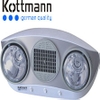 Đèn sưởi nhà tắm Kottmann 2 bóng bạc có quạt thổi gió nóng