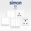 Ổ cắm đơn chuẩn anh 13A kèm 2 ổ USB đế vuông trắng Simon E3 301384-57
