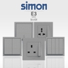 Công tắc bốn 1 chiều mặt chuẩn vuông màu bạc Simon E3 301041-57