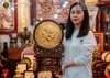 Tranh mâm Hoa Sen bằng đồng mạ vàng 24k đế gỗ cao 56cm