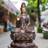 Tượng Phật Bà Quan Âm Bằng Đồng Khảm Tam Khí Cao 48cm Đẹp
