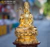 Tượng Phật Bà Quan Âm bằng đồng dát vàng cao 48cm