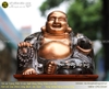 Tượng Phật Di Lặc ngồi bằng đồng khảm tam khí cao 34cm