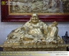 Tượng Phật Di Lặc dáng ngồi cầm tiền vàng bằng đồng Catut cao 48cm