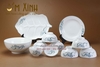 Bộ đồ ăn Bát Tràng hoa sen vẽ tay (set 7)