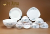 Bộ đồ ăn Bát Tràng hoa sen vẽ tay (set 2)