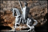 Tượng giả bạc chiến binh Trung cổ ngựa và kiếm