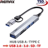 HUB Remax RU-U7 Chuyển Đổi Cổng USB A / Type C Ra USB 3.0, 2.0, Thẻ Nhớ Tốc Độ Cao