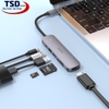 Hub Hoco HB28 6 in 1 Chuyển Type C Ra USB 3.0, HDMI, USB C, Thẻ Nhớ Tốc Độ Cao ( USB C Multimedia Adapter )