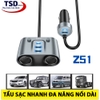 Tẩu Sạc Nhanh Đa Năng Chia Tẩu Dùng Cho Cả Ghế Trước & Sau Hoco Z51 Chính Hãng