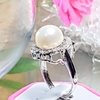 Nhẫn Ngọc trai bạc Cao cấp - Hoa 6 cánh - DIPHY RING PEARL(12ly) - CTJ1058