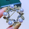 Cài áo ngọc trai Vòng nguyệt quế Laurel wreath PEARL(6-7ly) - CTJ5128