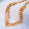 Vòng cổ Ngọc trai nước ngọt Thiên nhiên Cao cấp - Trái tim vàng son - GOLDEN PEARL (5-6ly) - CTJ0212